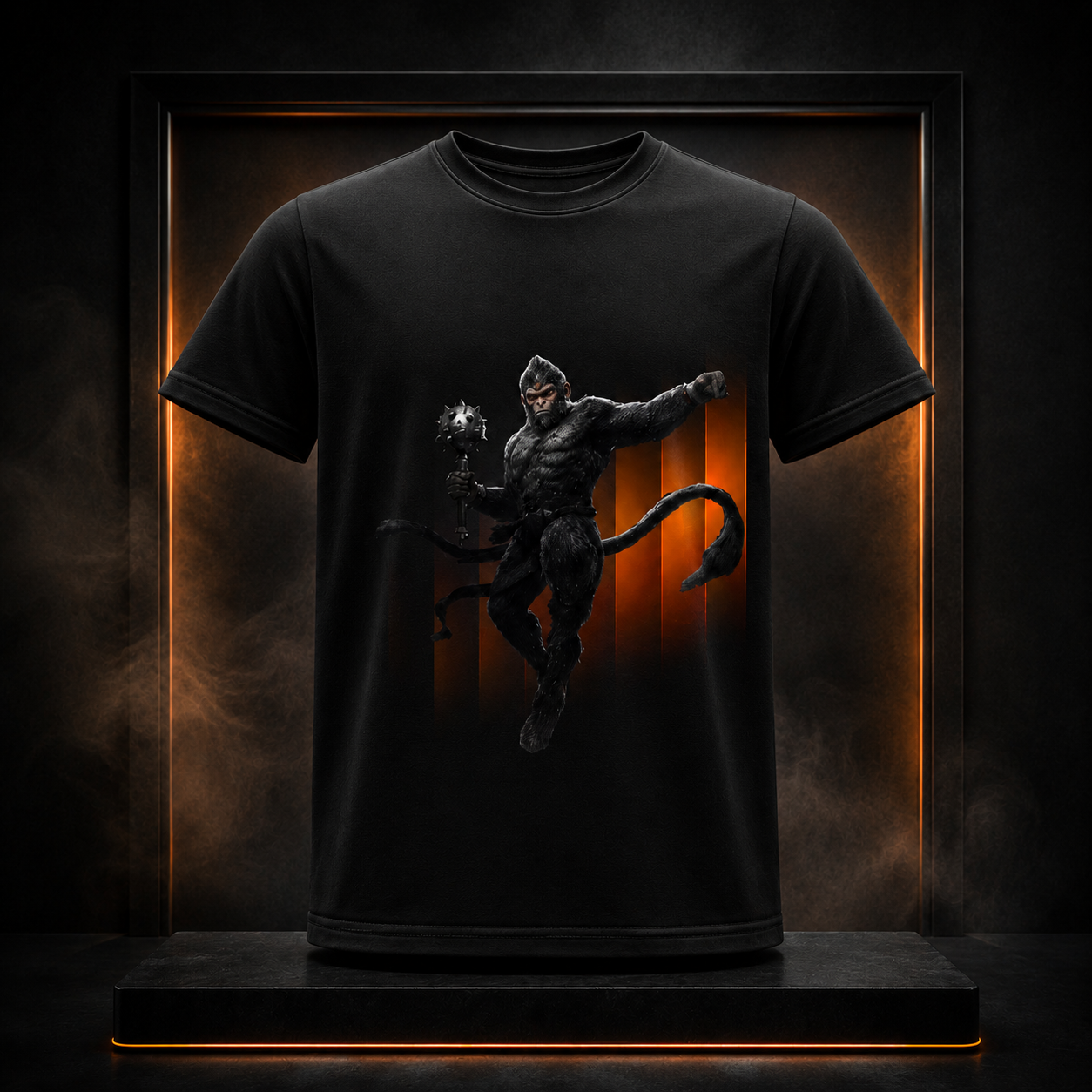 Black Hanuman Warrior Graphic T-Shirt Main image