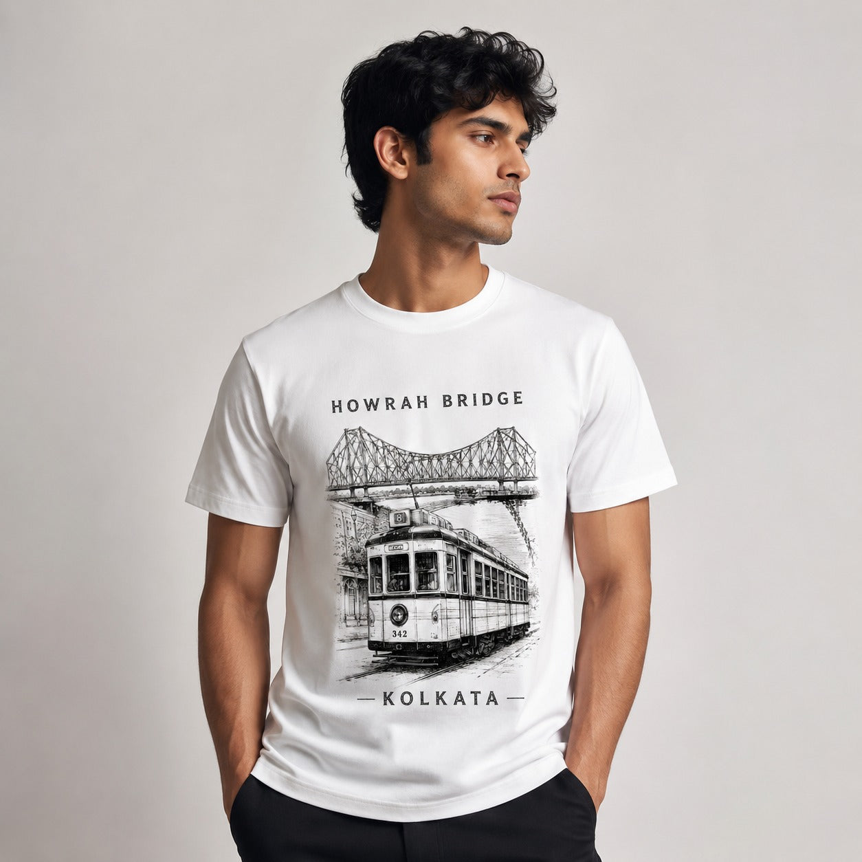 Howrah Bridge Kolkata Graphic T-Shirt Secondary image