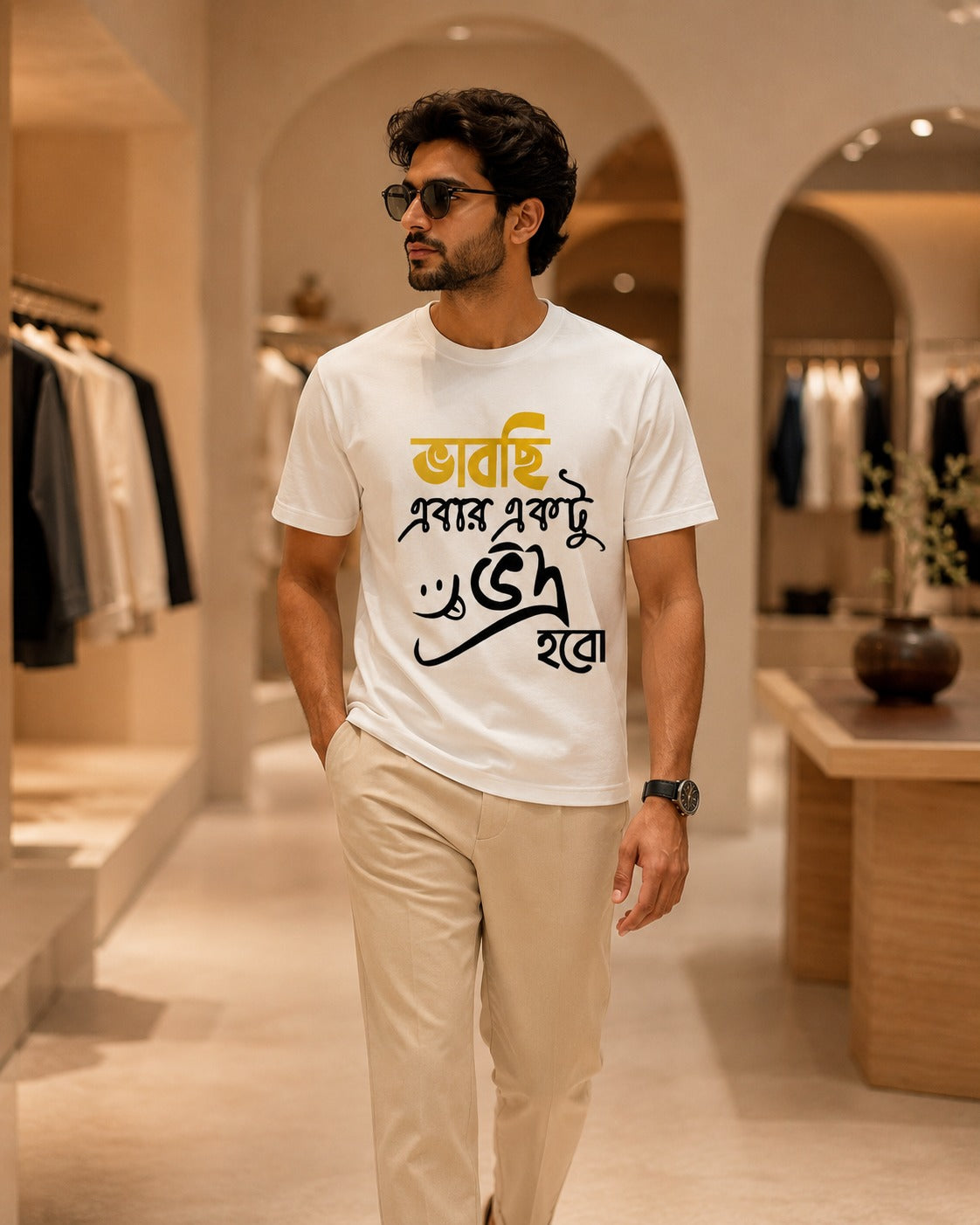 Bhabchi Ebar Ektu Vadra Habo Bengali Graphic T-Shirt