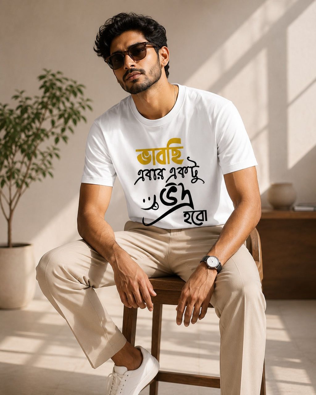 Bhabchi Ebar Ektu Vadra Habo Bengali Graphic T-Shirt