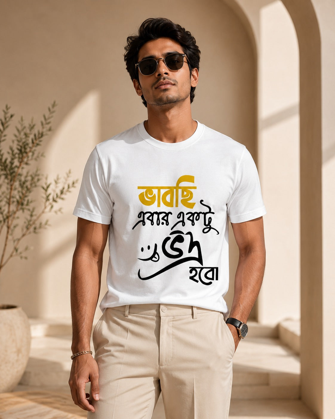 Bhabchi Ebar Ektu Vadra Habo Bengali Graphic T-Shirt