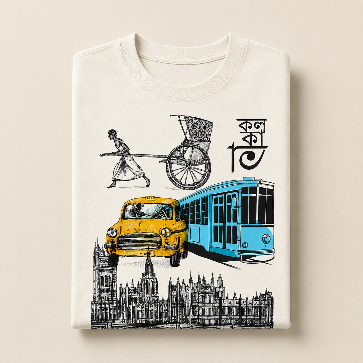 Kolkata Icons Bengali Graphic T-Shirt