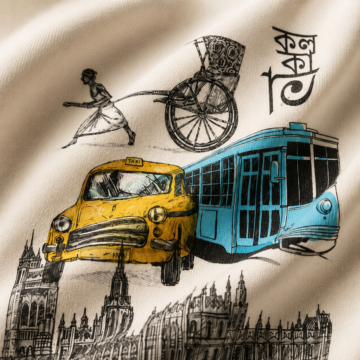 Kolkata Icons Bengali Graphic T-Shirt