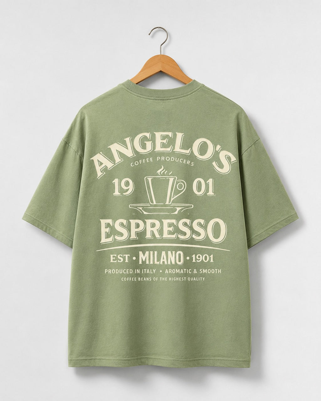 Angelo's Espresso Coffee Oversized Graphic T-Shirt