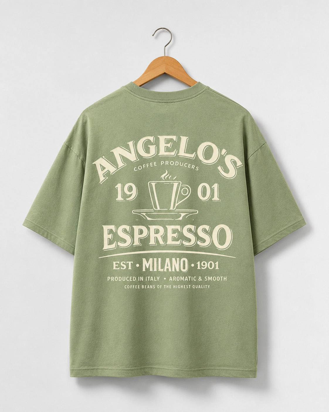 Angelo's Espresso Coffee Oversized Graphic T-Shirt