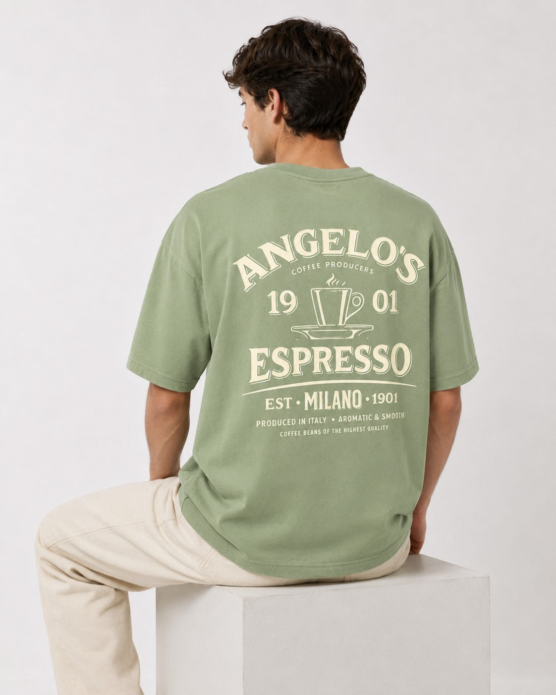 Angelo's Espresso Coffee Oversized Graphic T-Shirt