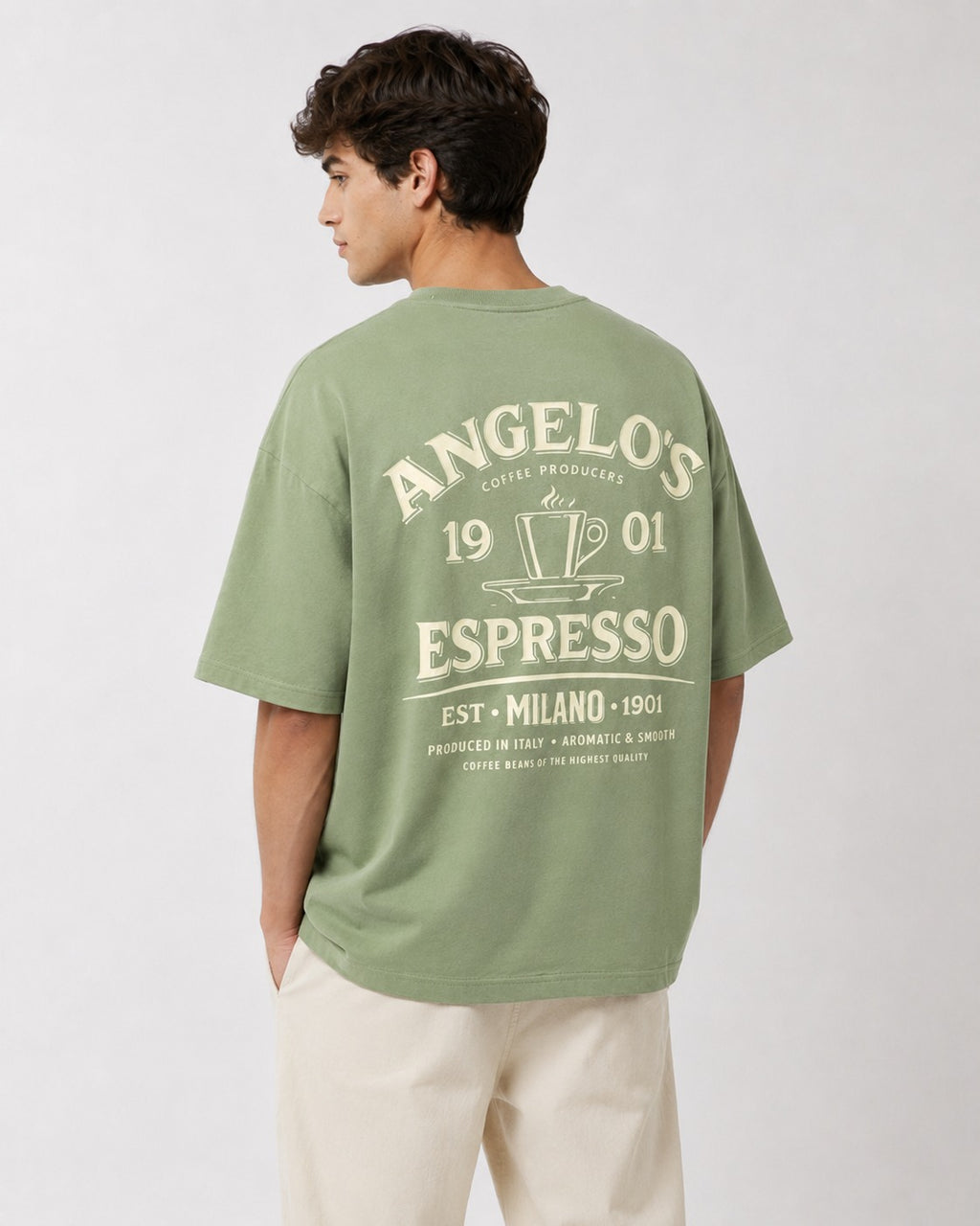 Angelo's Espresso Coffee Oversized Graphic T-Shirt