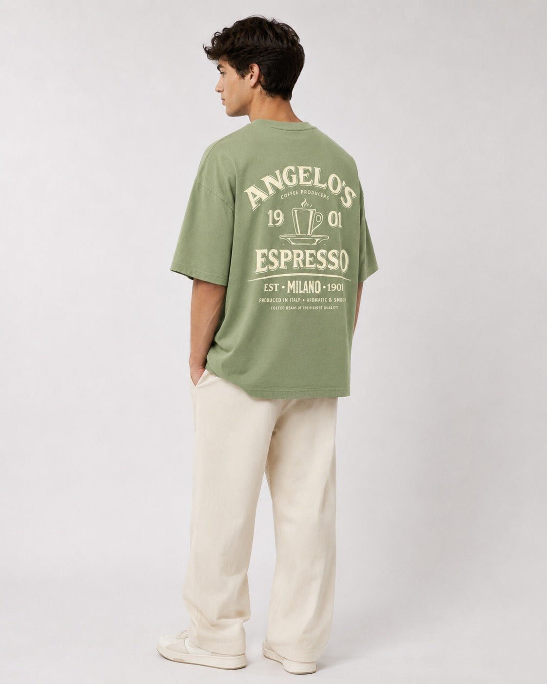 Angelo's Espresso Coffee Oversized Graphic T-Shirt