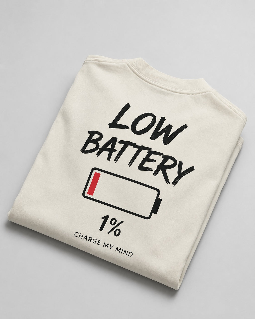 Low Battery Charge My Mind Oversized Graphic T-Shirt