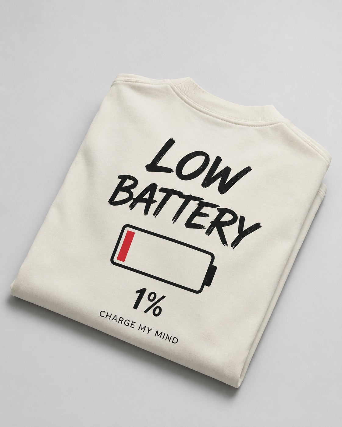 Low Battery Charge My Mind Oversized Graphic T-Shirt