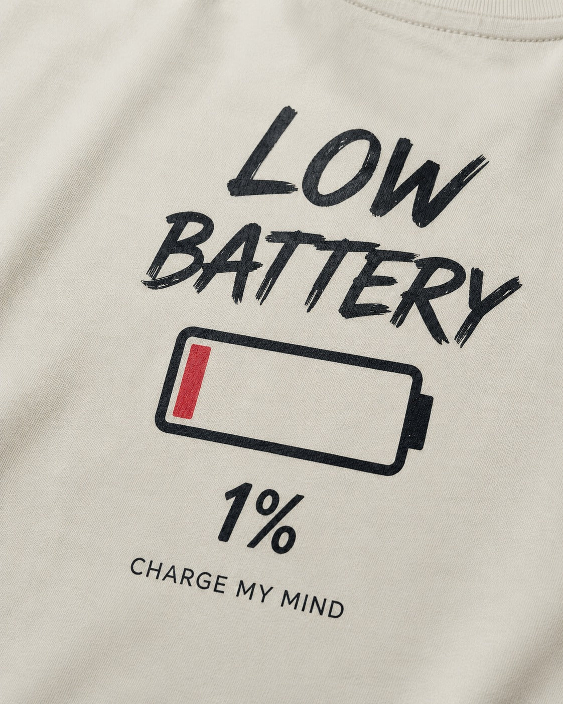 Low Battery Charge My Mind Oversized Graphic T-Shirt