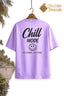 Chill Mode Oversized Graphic T-Shirt | Lavender Unisex Back Print Tee