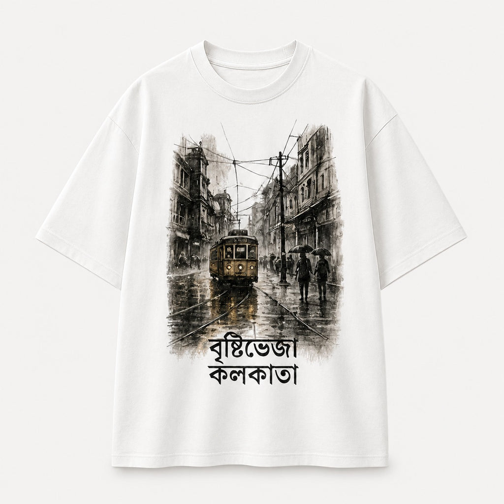 Brishtibheja Kolkata Bengali Tram Graphic T-Shirt