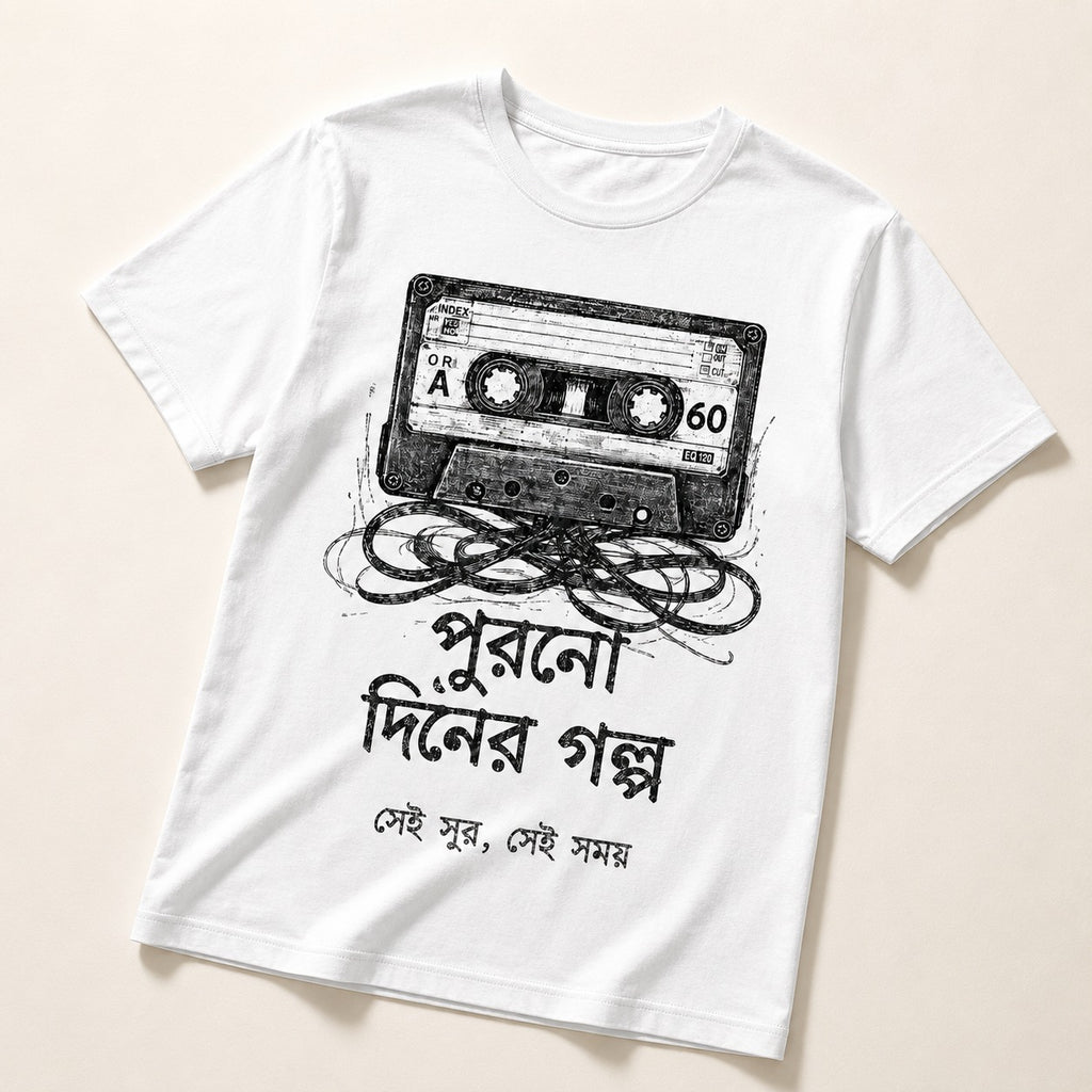 Purono Diner Golpo Bengali Cassette Graphic T-Shirt