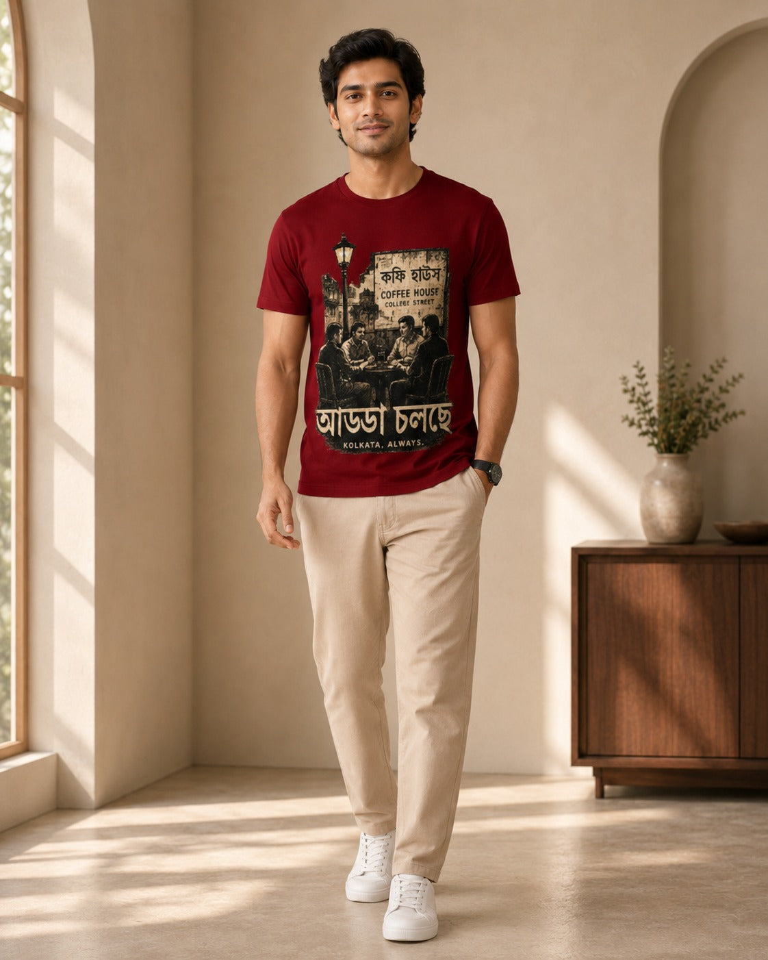 Coffee House Adda Cholche Kolkata Graphic T-Shirt