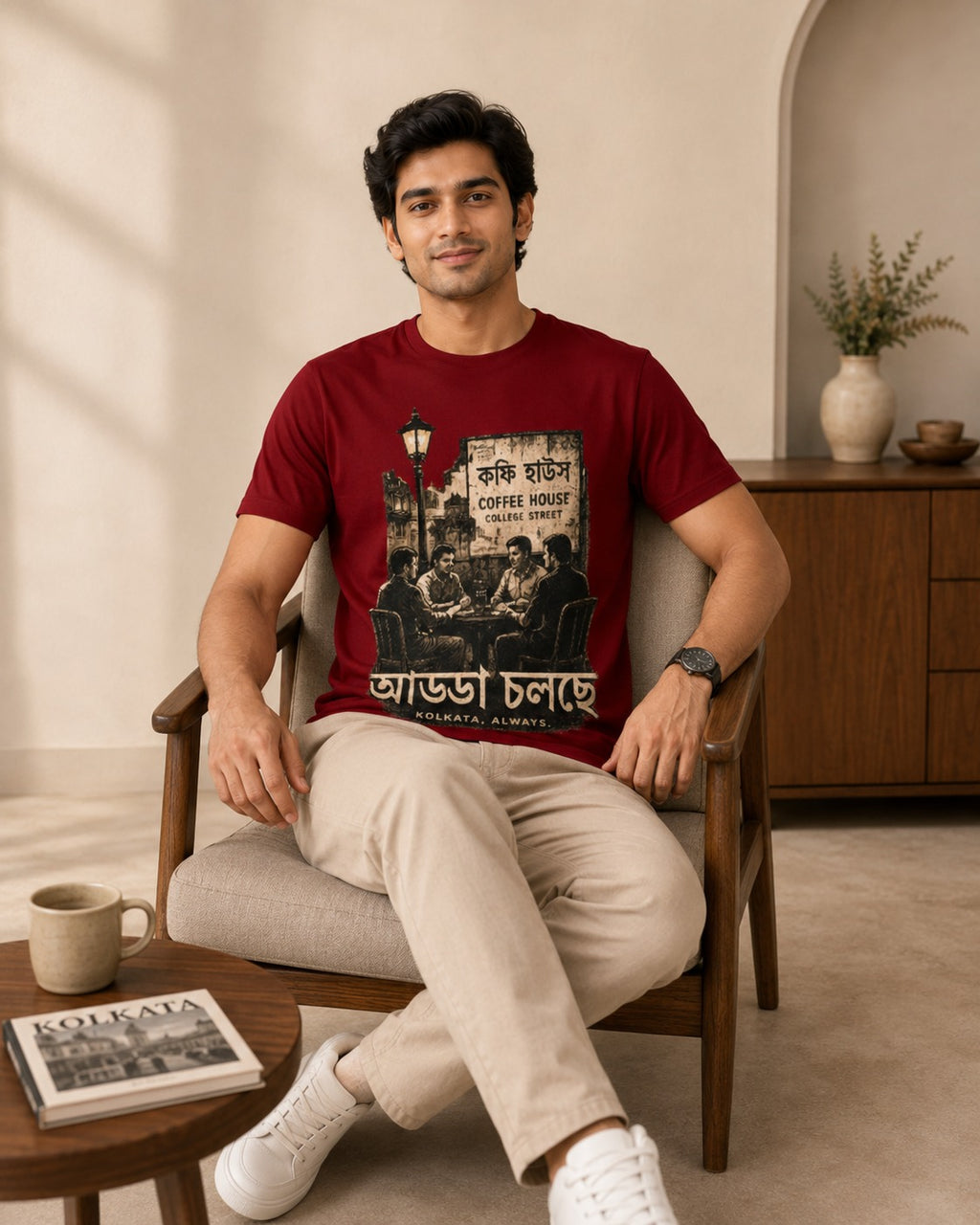 Coffee House Adda Cholche Kolkata Graphic T-Shirt