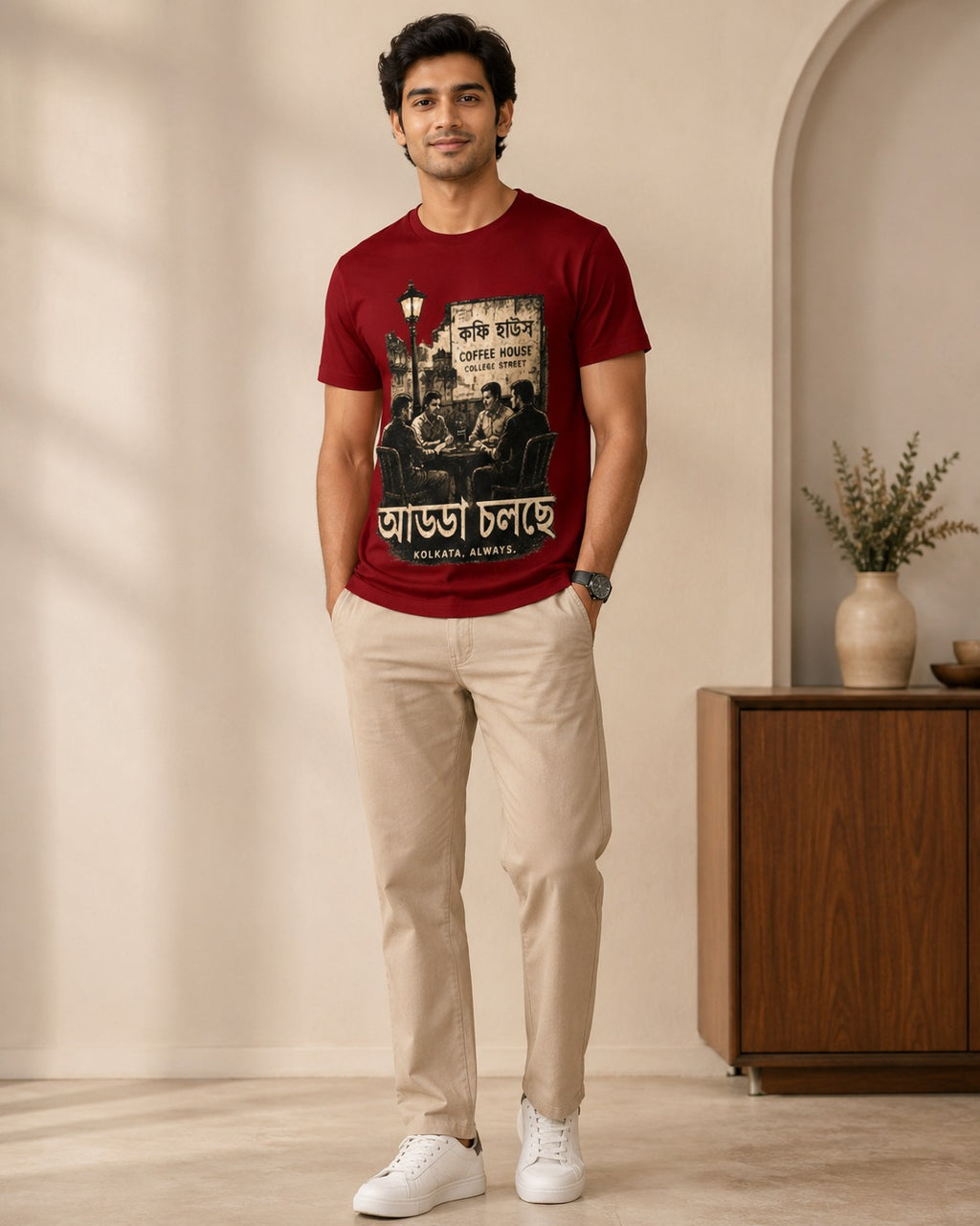 Coffee House Adda Cholche Kolkata Graphic T-Shirt