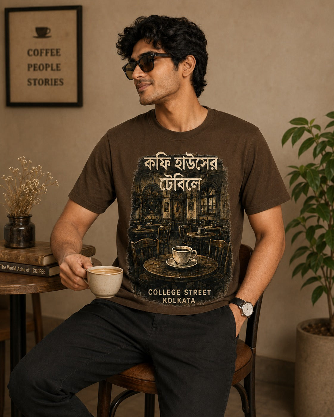 Coffee Houser Table College Street Kolkata Graphic T-Shirt
