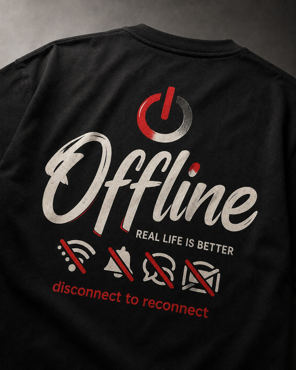 Offline Mode Oversized Graphic T-Shirt | Disconnect to Reconnect | Premium Cotton Streetwear Tee