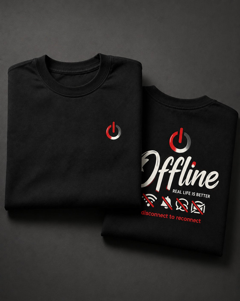 Offline Mode Oversized Graphic T-Shirt | Disconnect to Reconnect | Premium Cotton Streetwear Tee