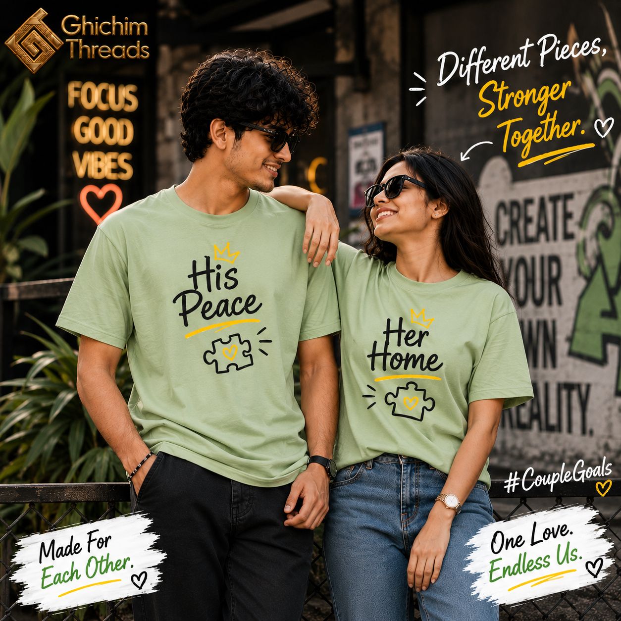 His Peace Her Home – Couple Matching T-Shirt Set ❤️