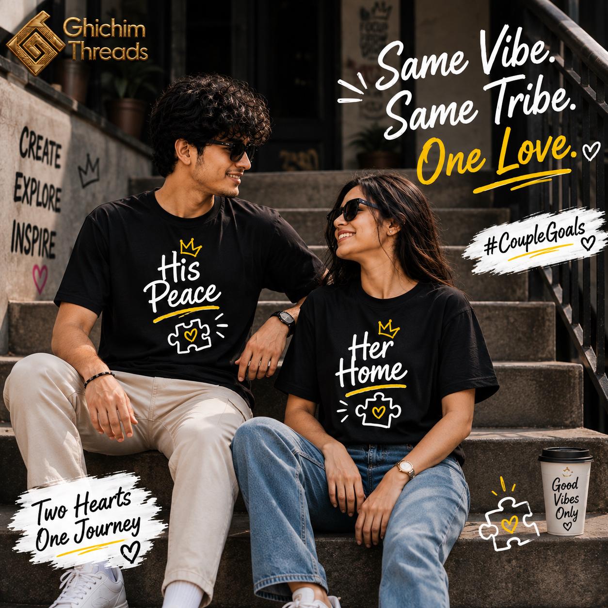 His Peace Her Home – Couple Matching T-Shirt Set ❤️