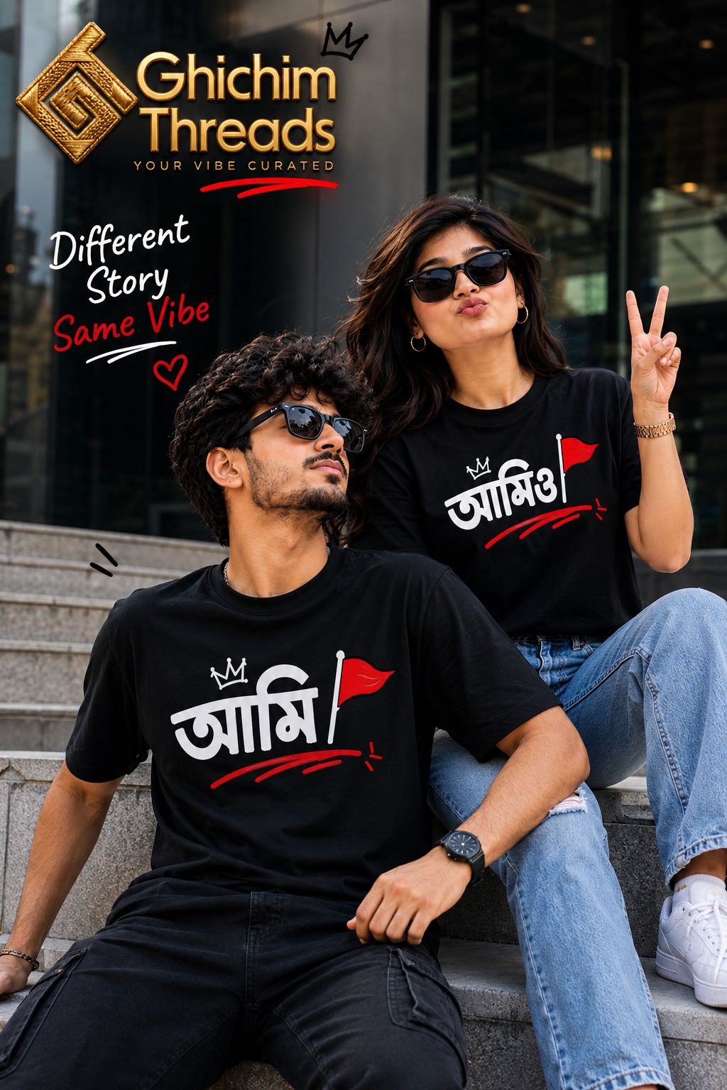 Red Flag Together 🚩 | Unisex Couple T-Shirt