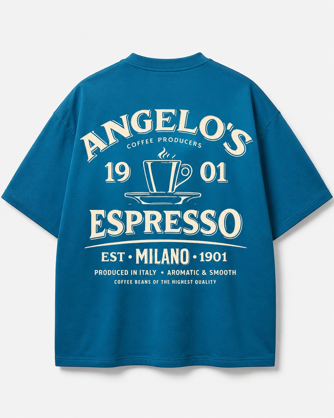 Angelo's Espresso Coffee Oversized Graphic T-Shirt