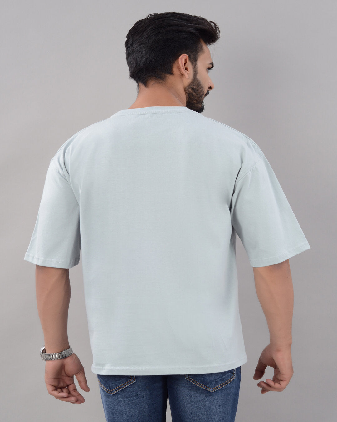 Cotton Blend Oversize Loose Fit Drop Shoulder Round Neck Half Sleeve Typography Turquiose T-Shirt for Men (SIZE- M,L,XL,XXL) Secondary image