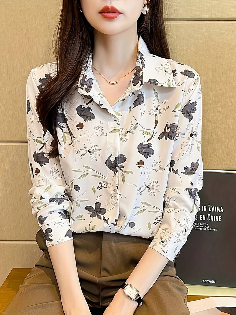 Women Relaxed Fit Fit Printed Button Down Collar Casual Shirt Secondary image